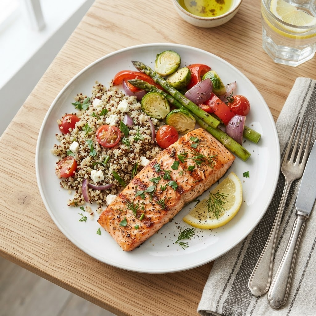 Salmão com quinoa